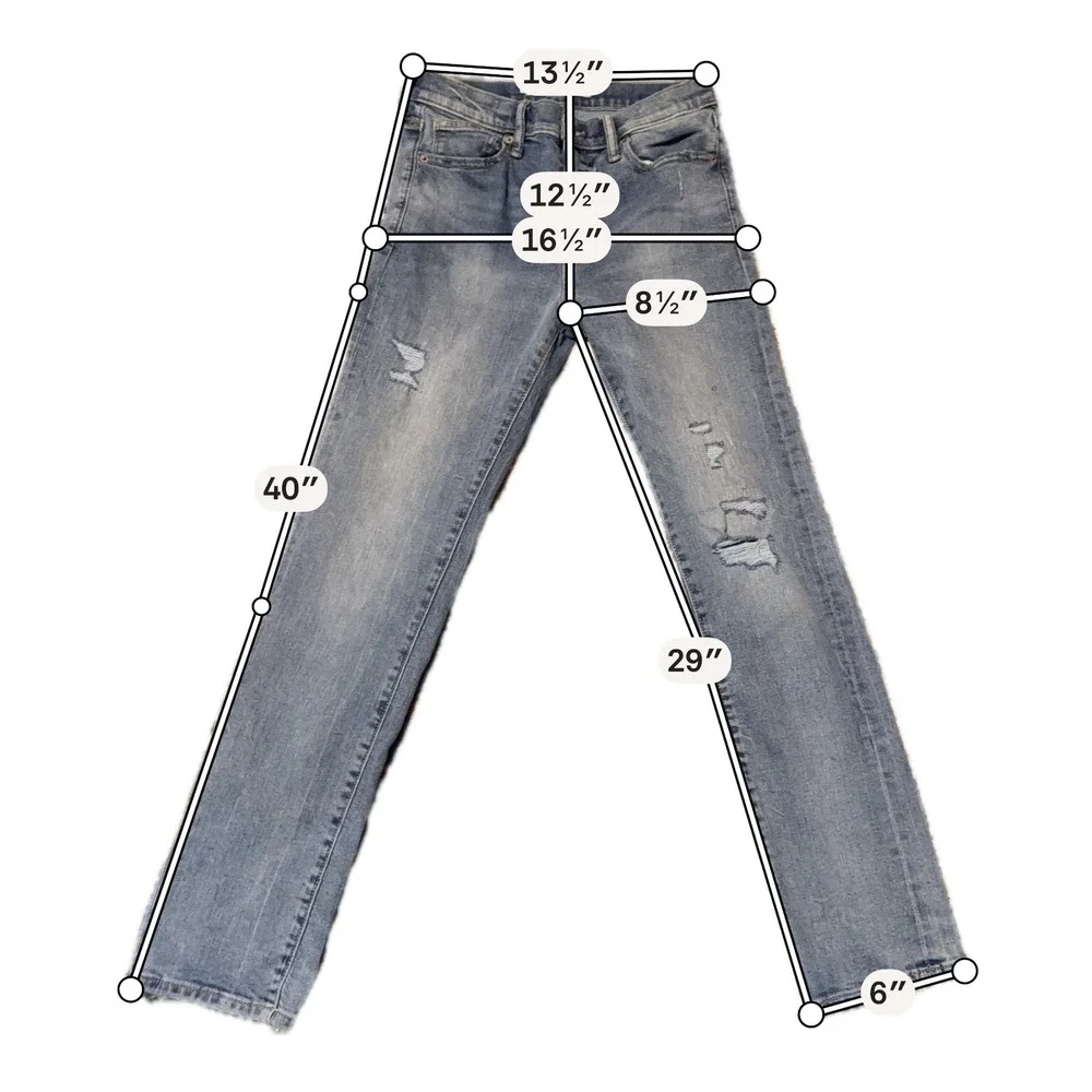 Old Navy Karate Slim Jeans 14 Light Wash Distressed 360 Stretch Built-In Tough - Picture 7 of 8